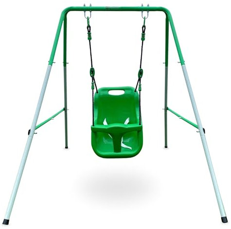 HyperMotion Altalena per Neonati e Bambini Fino a 25 kg - Sicura e Regolabile, Ideale per Interni ed Esterni, Cintura di Sicurezza Inclusa, Verde (Da 6 Mesi)