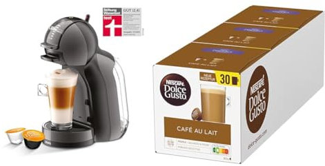 NESCAFÉ DOLCE GUSTO Krups KP1238 Mini Me Kaffeekapselmaschine, 15 Bar, Kompakt, Hochdruck-Kaffeemaschine, Über 30 Kaffee-Kreationen, Milchkaffee, Schwarz/Anthrazit mit Café au Lait