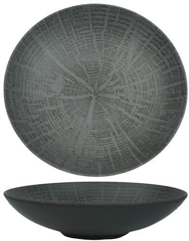 summa Pack de 6 platos coupe hondos - Color Gris - 22cm - Colección Forest - Platos de Gres - Diseño elegante y moderno - Uso en casa y restaurantes