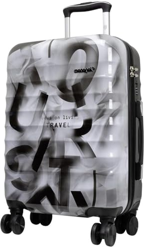 Warenhandel König Hartschalen Koffer Trolley Revona Schwarz Grau mit tollem Print Motiv, Handgepäck, Größe M