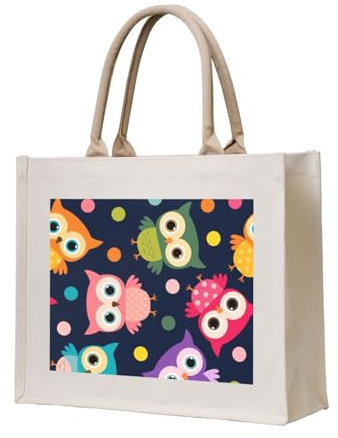 YWSOTRE Niedlicher Eulendruck Tier Polka Dot, Tragetasche Canvas-Tasche Einkaufshandtasche Einkaufstüten, Mehrzweck-Schultertaschen