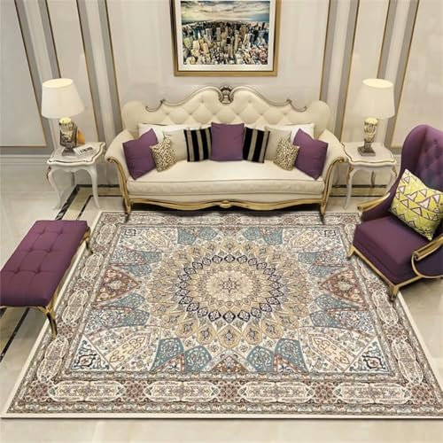 Xiaosua Kurzflor Teppich200x300CM Teppich Für Schlafzimmer Baby Junge Retro-Blumenmuster Antifouling strapazierfähiger blau