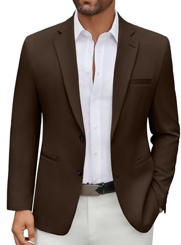 COOFANDY Men's Blazer Casual Sport Coat Regular Fit Two Button Lightweight Business Suit Jacket Brown