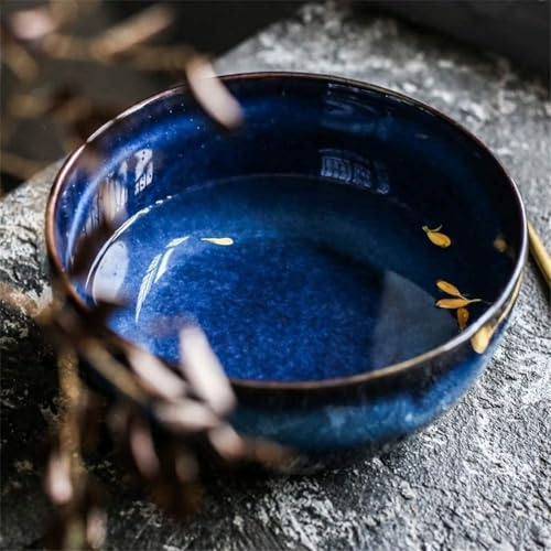AYESMAN Bols à pâtes Bol en céramique, Bol à Salade en céramique Vintage créatif personnalité Ramen dégradé Bleu Bol à Soupe Profond 9 Pouces Saladiers