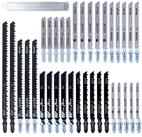 35 pcs Jigsaw Blades Set,T-Shank Jig Saw Blades for Wood Plastic and Metal Cutting,Accessories for Jigsaws,T744D,T344D,T101B,T111C,T144D,T101AO,T118A,T101BR