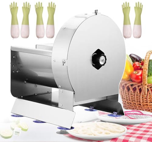 forplubossmmp Electric Vegetable Fruit Slicer + 3 Gloves | Electric Knives & Slicers 0~0.5inch | 2 IN 1 Electric and Manual Slicer | Pro Salad Slicer for Orange/Dragon Fruit/Apple/Carrot/Lemon,round