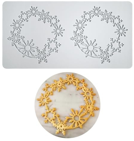 mostsom Tapete de encaje en relieve, corona de flores de nieve, molde de silicona para fondant, para pasteles, galletas, pudín, chocolate, decoración de cupcakes, arcilla, decoración de postres de