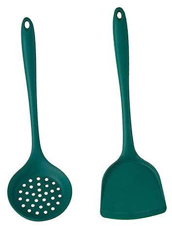 Espátula de Silicona 1 Juego Verde para Cocinar y Servir | Mango Ergonómico, Fácil de Limpiar, Utensilio de Cocina Doméstica, Formato 2 Piezas