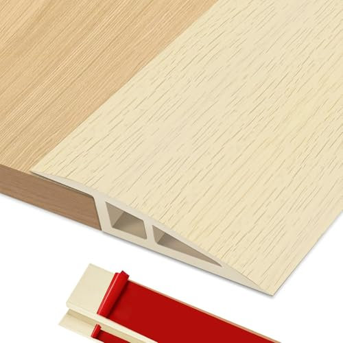 BOYIFEIJIE Soglia di Dislivello Pavimento, 1M x 5cm Profilo di Raccordo per Pavimenti in PVC Autoadesivo, Profilo di Transizione per Dislivelli di Pavimento da 5mm ~ 10mm (Rovere Bianco)