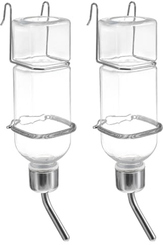 UPKOCH Rabbit Water Feeder Hanging Fountain Pet Drinking Bottle for Guinea Pigs and Bunnies Leak-Proof Water Bottle with Hooks and Springs for Small Animals Cage Dispenser