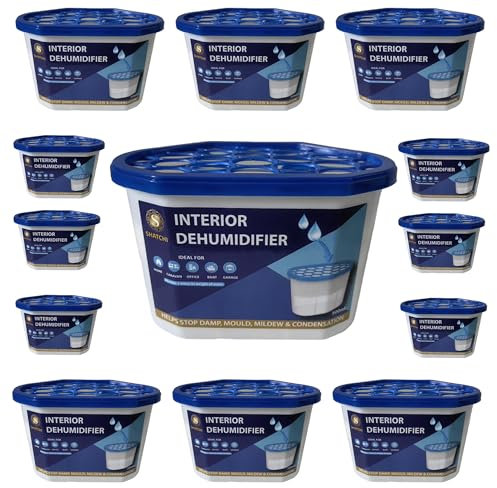 Dehumidifier Tubs 500ml Pack of 20 Moisture Absorber Condensation Remover for Damp, Mould, Moisture in Home, Kitchen, Wardrobe, Bedroom, Caravan, Office, Garage, Bathroom, Blue