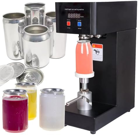 Cup Sealing Machine，Automatic Can Sealing Machine with Smart Counter, Electric Cup Sealer Machine, Tin Canning Sealer, Can Seamer, Tin Can Seaming Closing Machine, 5pcs/min,Black-110V