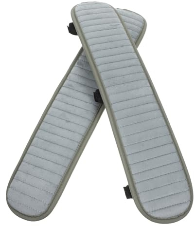 DIYEAH Cuscinetti per Maniglie di Sedie 45x10cm in Peluche Grigio, Coprimaniglia Antiscivolo Staccabile per Braccioli Office, Morbidi Cuscini per Poltrone da Ufficio