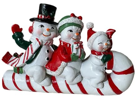 Fenteer Figura de Muñeco de Nieve con Forma de Bastón de Navideño, Decoración Navideña, Manualidades, Regalo, Estatua de Muñeco de Nieve para