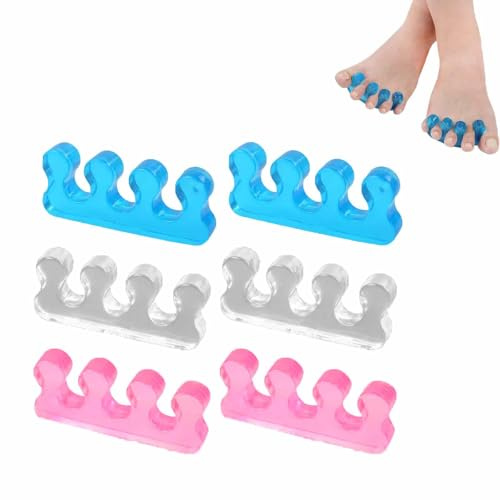 FMPXYYA Zehenspreizer Nagellack Set 6 Stück, Gel Zehentrenner für Damen, Flexibel und Wiederverwendbar, Effektive Zehenpflege und Nagellackhilfe, Ideal für Maniküre und Pediküre