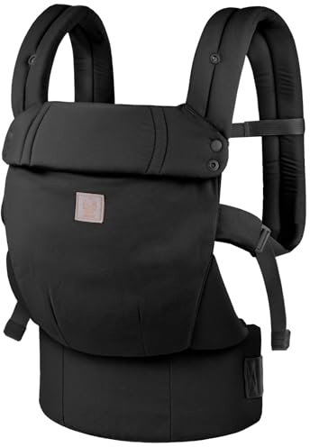 GAGAKU Babytrage für Babys Kleinkinder, Einfach zu Tragen Gesicht in Gesicht nach Vorne und Hinten Tragen, Ergonomisch Tragehilfe mit Nackenstütze, Geeignet für 3,2-15kg - Schwarz