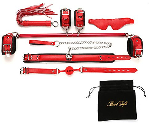 Heavy Spreader Bars Adult Heavy Duty Play Red Yoga Pilate Bar for Bedroom with 8 Pcs red Adjustable Straps Kit, Leg Spreader Bar for Bedroom Home, Training Fitness Gear Bars Sports