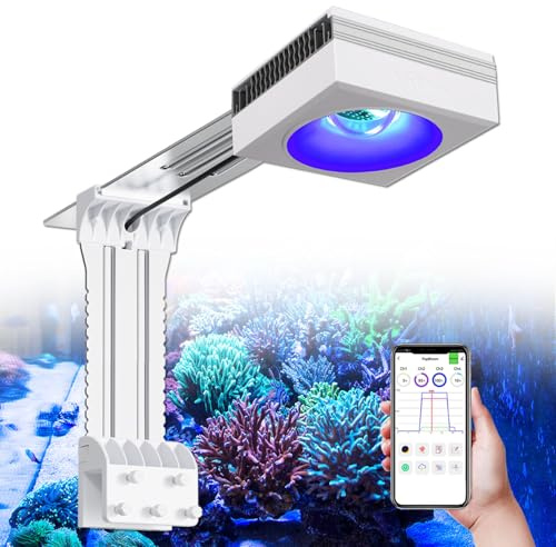 PopBloom RL115 Reef WiFi led meerwasser beleuchtung für aquarium, 115W Meerwasser aquarienbeleuchtung led Vollspektrum, für 60 cm 24 Zoll Salzwasseraquarium Riffkorallen
