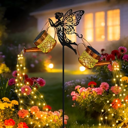 Annaffiatoio solare per giardino, IP65, in metallo, con picchetto a LED