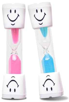 Haoyic 2 Pcs Toothbrush Timer for Kids, 2 Minute Sand Glass, Smiley Face Tool for Bathroom and Kitchen
