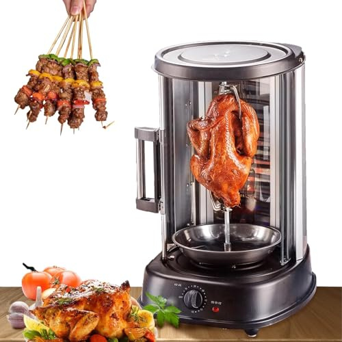 Electric Rotisserie Oven Grill - 1380W 21L Capacity with 360° Rotation for Kebabs, Chicken, Turkey & Vegetables, Heat Resistant Door
