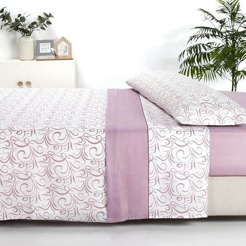 Sábanas 90x190 - Juego de Sábanas 3 Piezas - 100% Microfibra Suave y Transpirable - Sábana Bajera Ajustable, Encimera y Funda Almohada - Ropa de Cama Estampada (Ainara Maquillaje)