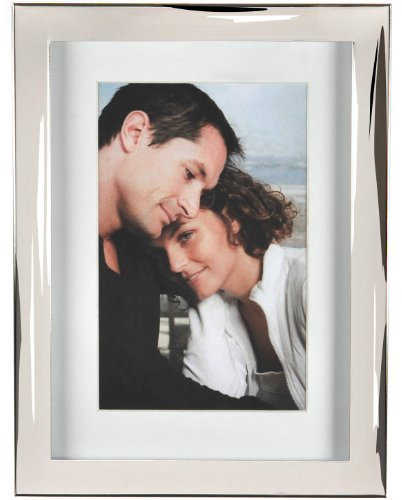 goldbuch 960112 Bilderrahmen Modern Art, Fotorahmen im Format 10x15cm, Galerierahmen aus Metall, Portraitrahmen mit Aufsteller und Passepartout, Silberfarben, Dekoration, Metallbinderahmen für 1 Foto