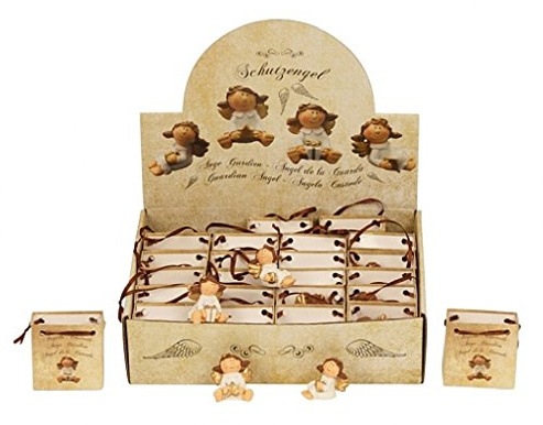 Tolles Display mit 24 Schutzengel Figuren je in Geschenktütchen Engel Putte Hochzeit Taufe Geburt Weihnachten Angel Deko Gebet Andenken Gardian Angel