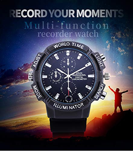 Kobert-Goods K53 – Multifunktions-Armbanduhr mit Full-HD Kamera-Modul, 32GB Speicher, IR-Nachtsicht & USB-Ladefunktion, Tragbarer Videorecorder, Schwarz