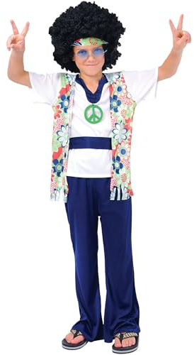 1960s Hippie Dude Medallion Boys Fancy Dress 60s Hippy Kids Child Costume Outfit