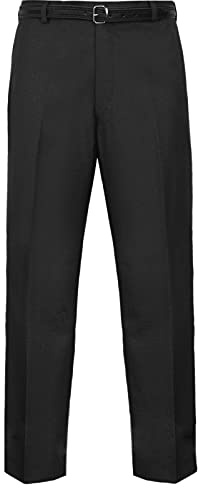 MyShoeStore Mens Formal Trousers Casual Business Office Work Home Belt Loops Smart Dress Pants Straight Leg Flat Front Everpress Pockets Waist (Black, 40/29)