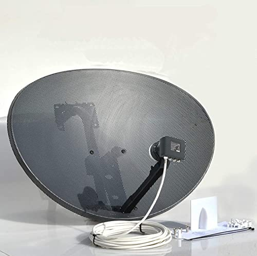 SSL Satellites 80CM Zone 2 Freesat HDR Satellite Dish DIY Self Installation Kit, Latest Dish with Quad LNB, 20 Meter RG6 White Coax Cable, All necessary Brackets, Bolts and SATELLITE FINDER