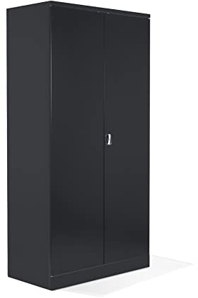 Schrank & Stuhl XXL Werkzeugschrank – Werkstattschrank mit 4 höhenverstellbaren Fachböden, Stahlschrank für Werkzeuge, 195 x 92 x 60 cm (H x B x T), Schwarz