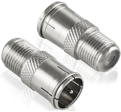 Poppstar 2x Adaptateur d'antenne, Quick-plug, (Connecteur rapide coaxial : prise F vers fiche F) Coupleur pour câble coaxial - câble d'antenne Satellite et TV, Argent