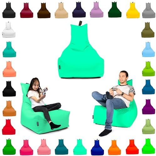 BuBiBag Sitzsack mit Rückenlehne – Gaming Sitzsack Kinder & Erwachsene | Beanbag Sessel gefüllt 70x80cm | Indoor & Outdoor Bodenkissen Sitzkissen | Oxford 600D wasserabweisend | Pacific