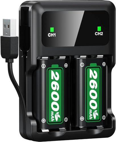 6200mWh(2600mAh) Batteria per Xbox One/Xbox Series X/S/Xbox One S/X, 2.5 Ore di Ricarica Rapida Batterie Ricaricabili per Xbox Series X|S/Xbox One/One S/X/Xbox One Elite