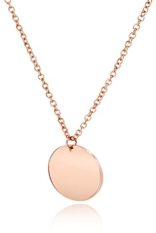 LENIRA® Plättchen Halskette zarte Coin Kette für Damen aus Edelstahl mit Gold und Roségold überzogen Kettenlänge verstellbar 40-45 cm