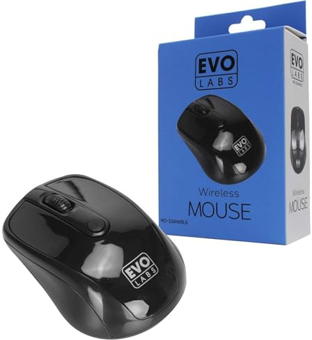 EVO LABS Mouse Ottico Wireless MO-234WBLK Nero Lucido