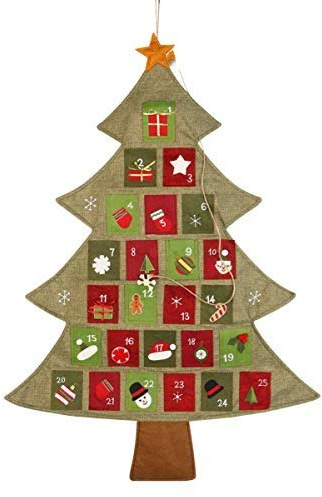 Toddmomy 1 calendario de adviento de Navidad, con cuenta, fieltro, árbol de Navidad, de tela, calendario de adviento para casa, aula, decoración de pared hecha a mano