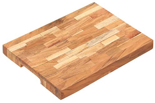 Tidyard Tagliere da Cucina Professionale in Legno massello, Vassoio Rettangolare di Legno, Tagliere Antiscivolo per Carne, Pesce e Verdure, 40x30x4 cm/50x35x4 cm/60x40x4 cm