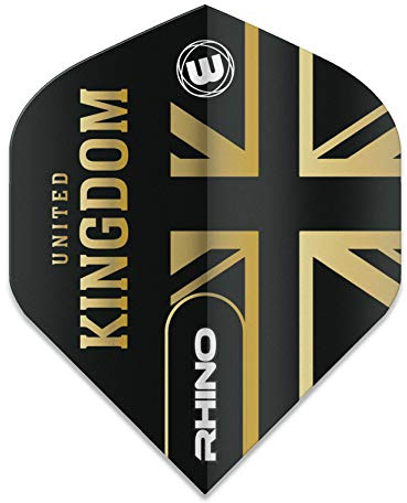 WINMAU Rhino Vereinigtes Königreich Schwarz und Gold Flights - 1 Satz pro Packung (Insgesamt 3 Flüge)