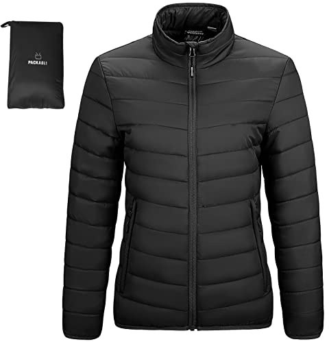Outdoor Ventures Women's Packable Puffer Jacket Lightweight Quilted Jacket | Water resistant, Windproof, Machine Washable, Warm, Breathable, 3 Pockets, for Hiking Camping Travel Casual