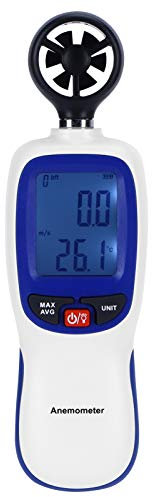 Anemometro Digitale, Strumenti del Misuratore velocità del, con Funzione Conservazione dei Dati, Schermo LCD con Retroilluminazione Adatto per Aquiloni, Pesca, Escursionismo