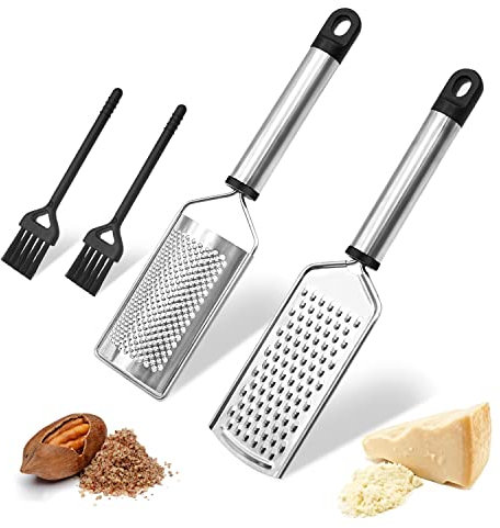 LURICO Käsereibe Zitronenreibe, 2 Stück Parmesanreibe Fein, Premium Zester Reibe, Reibe Zester, Zester Reibe Edelstahl, für Gemüse Knoblauch Käse Zitronen, Spülmaschinenfest