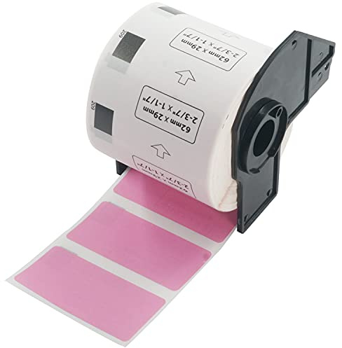 BETCKEY - 1 Rolle DK-11209 Kleine Adressetiketten Kompatibel mit Brother, 62mm x 29mm, 800 Farbige Etiketten Rosa für Brother QL Etikettendrucker