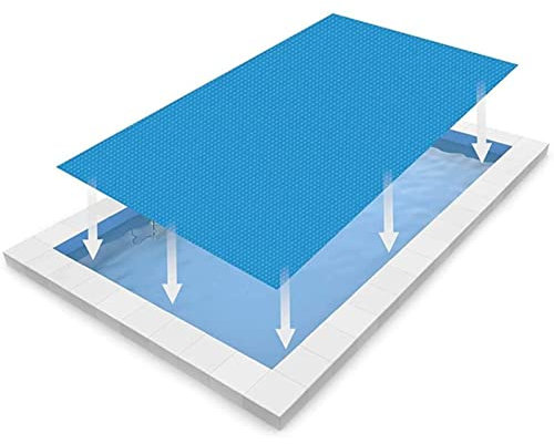 Bache Piscine Solaire pour Piscines à Cadre/Piscine Gonflable Hors Sol, Couverture de Piscine à Isolation à Bulles, Couverture de Protection de Piscine, Bleu Film Isolation Thermique
