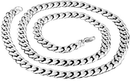KnSam Edelstahl Panzerkette 60 cm, Kette Herren Silber Metallkette Edelstahl Breit 10MM Hip Hop Freundschaftsketten