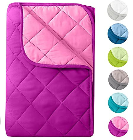 wometo Edredón de Microfibra de Verano en diseño Reversible, 155 x 220 cm, con Certificado Öko-Tex, Color Lila y Rosa, Resistente a la Cocina 95°, para Camping y días calurosos, sin Funda