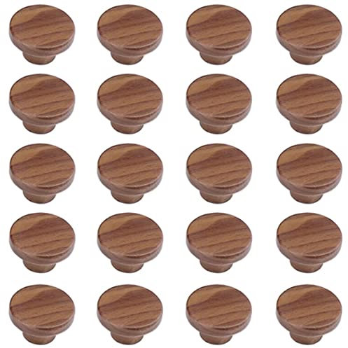20 PCS Natural Woodcraft Handles Single Hole Dresser Pulls Drawer Handles Wooden Drawer Pulls Wardrobe Cupboard Knobs with Screw Solid Wood Wardrobe Knob for Closet Cabinet