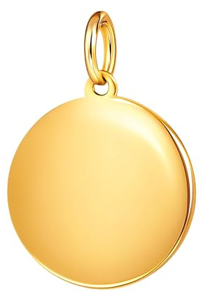 585 Gold Anhänger Rund Gravurplatte Medaillen 14K Echt Gelbgold Kettenanhänger fur Damen und Mädchen